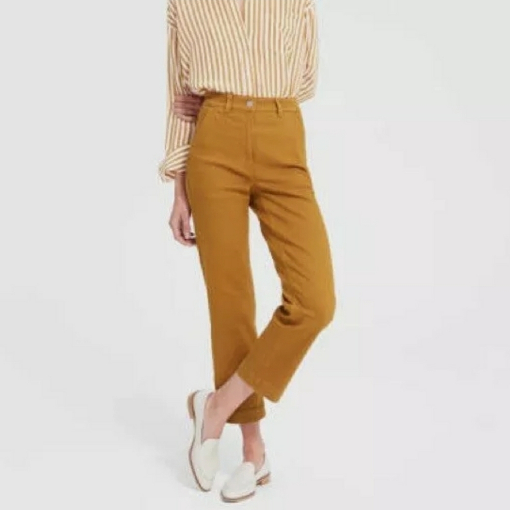 Everlane Straight Leg Crop High Rise Jean Mustard